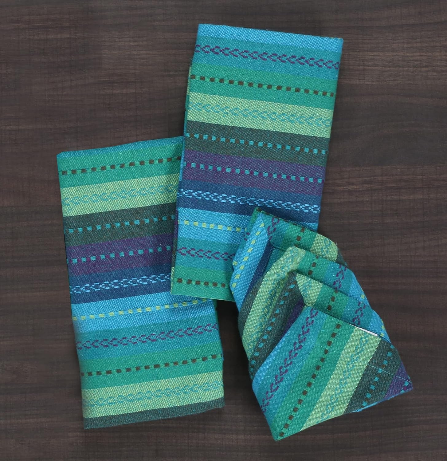 Lightnpro Salsa Stripes Cloth Napkins Set of 12 – Wedding, Christmas & Holiday Table Napkins, Machine Washable Cloth Napkins for Special Occasions & Everyday Use - 18X18 Inch Teal Multi