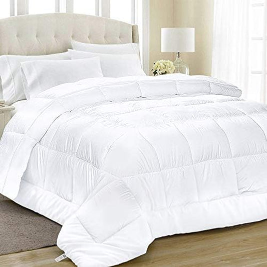 Comforter - Queen Size, White, Microfiber, down Alternative, Reversible, Box Stitched