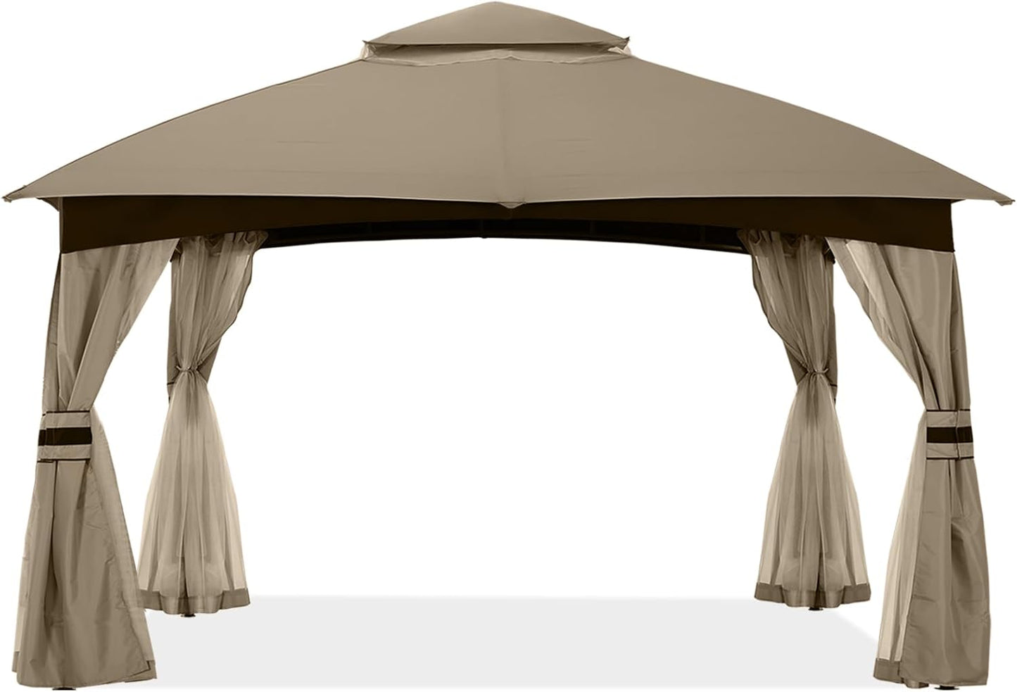 10X12 Outdoor Gazebo - Patio Gazebo with Mosquito Netting, Outdoor Canopies for Shade and Rain for Lawn, Garden, Backyard & Deck (Khaki)