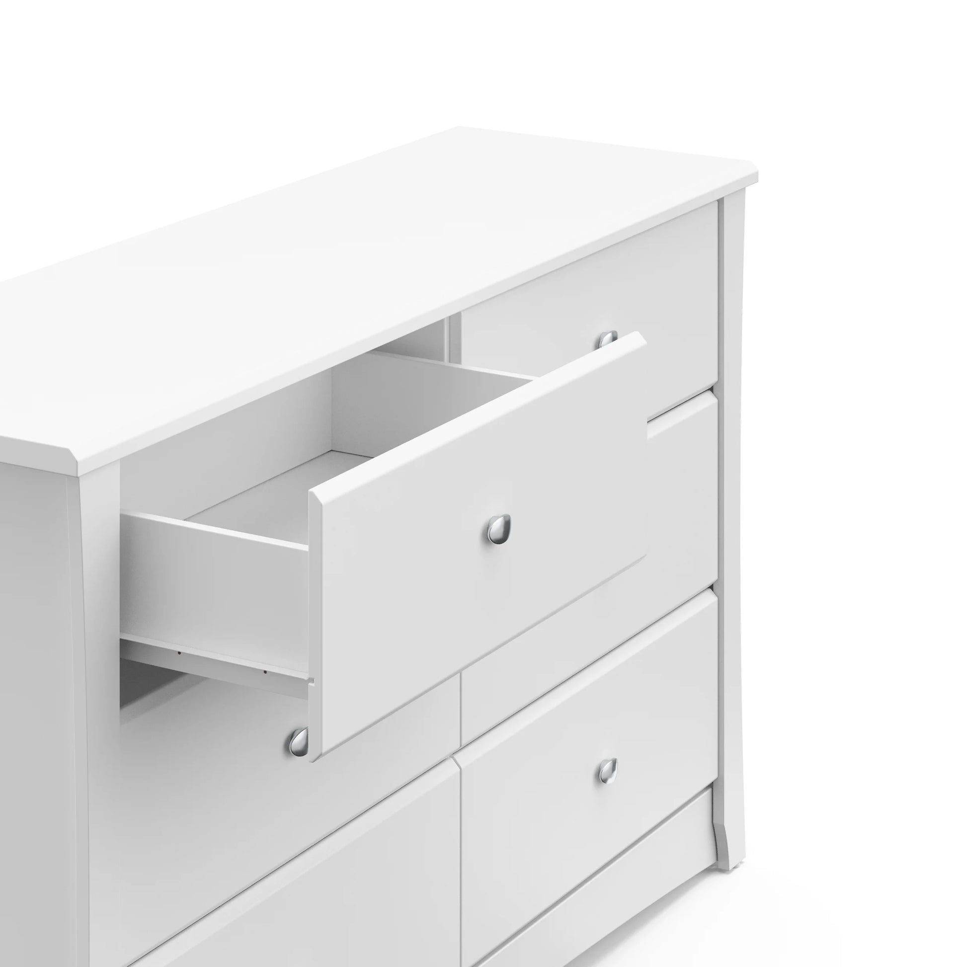 Crescent 6 Drawer Nursery Double Dresser, White