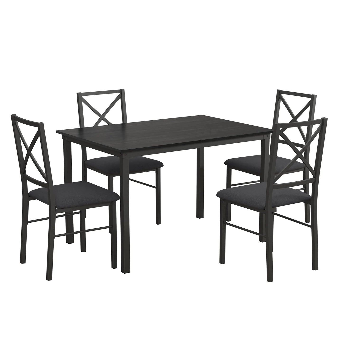 5-Piece Dining Table and Chair Set for 4, Black