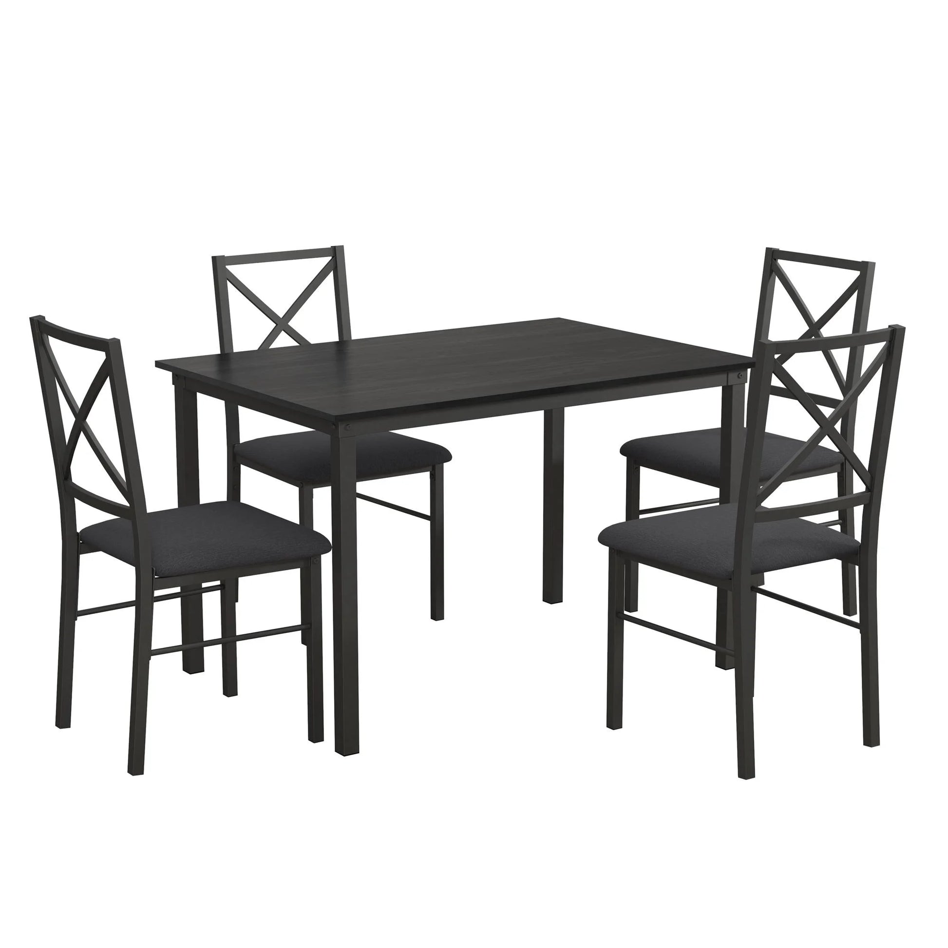 5-Piece Dining Table and Chair Set for 4, Black
