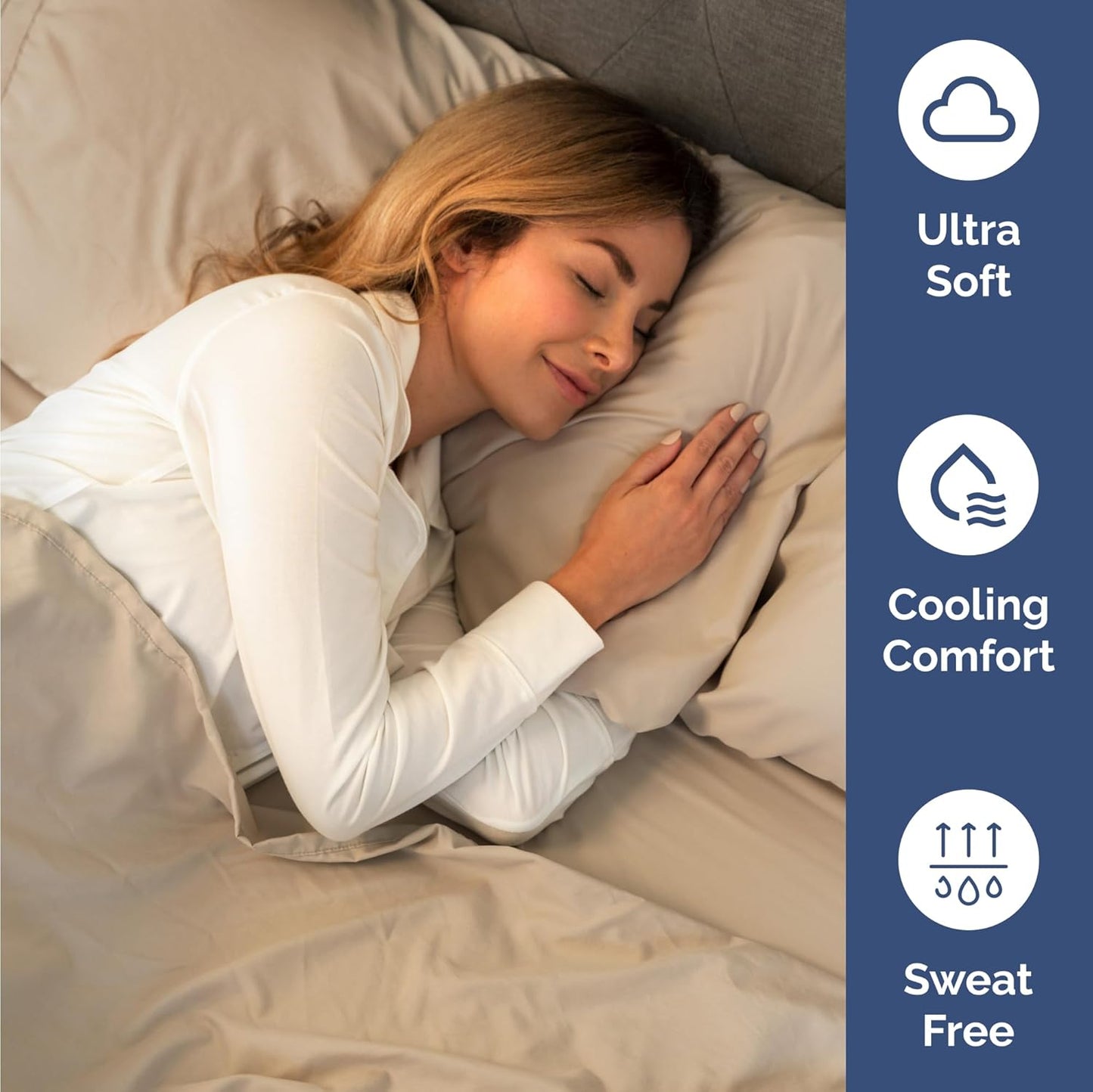 Twin 4 Piece Sheet Set - Cooling Sheets for Hot Sleepers - Hotel Luxury Bedding Set with 8-16 Inch Deep Pockets - 1 Flat & 1 Fitted and 2 Pillowcases - Ultra Soft, Easy Care and Wrinkle Free - Cream