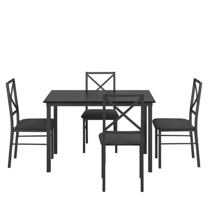 5-Piece Dining Table and Chair Set for 4, Black