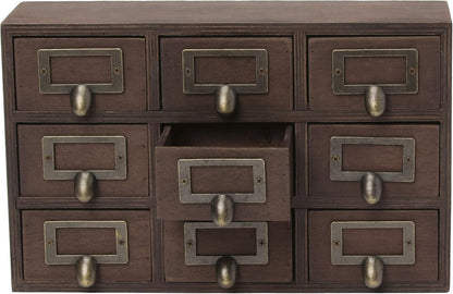 Apothecary Wood Desk Drawer Set, 9 Drawers, Rustic Brown