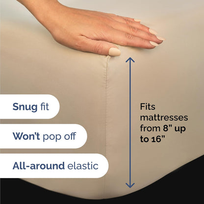 Twin 4 Piece Sheet Set - Cooling Sheets for Hot Sleepers - Hotel Luxury Bedding Set with 8-16 Inch Deep Pockets - 1 Flat & 1 Fitted and 2 Pillowcases - Ultra Soft, Easy Care and Wrinkle Free - Cream