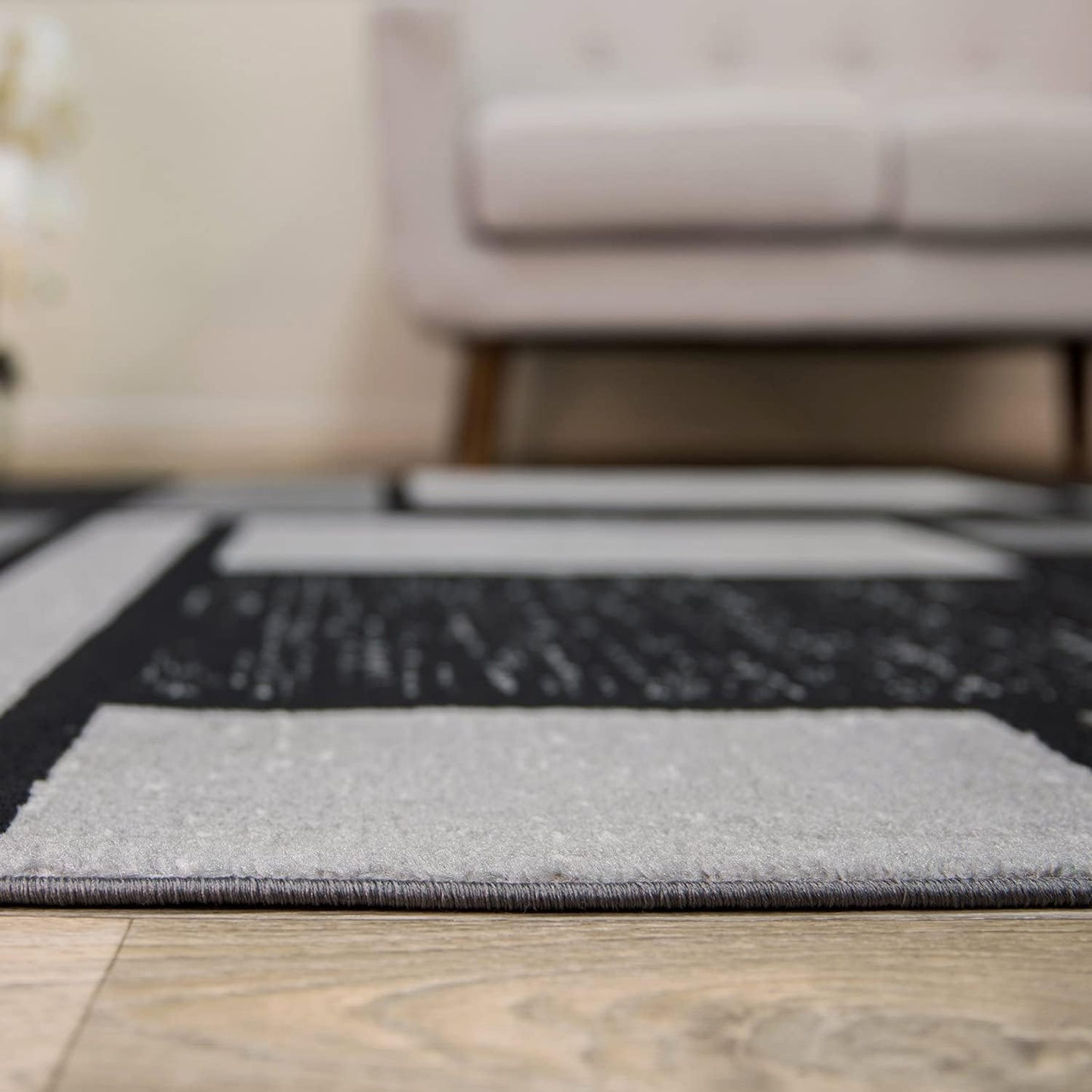 Contemporary Modern Boxes Design Soft Indoor Area Rug 3'3" X 5' Gray