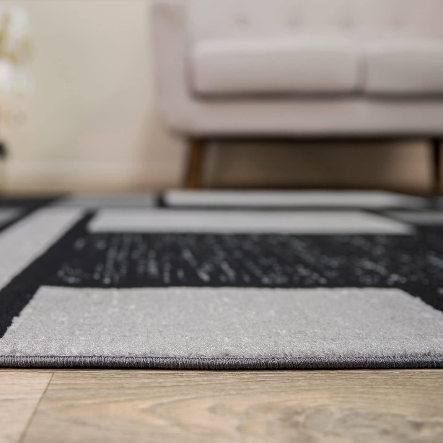 Contemporary Modern Boxes Design Soft Indoor Area Rug 3'3" X 5' Gray