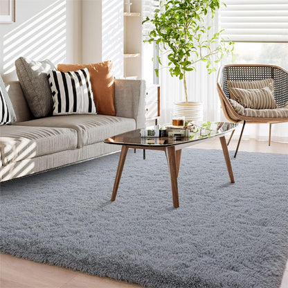 Soft Fluffy Area Rug for Bedroom, 3X5 Shag Living Room Rugs Grey Plush Carpets for Boys Kids Room, Anti-Slip Bedside Throw for Nursery Dorm Furry Fuzzy Comfy Cozy Indoor Home Decor